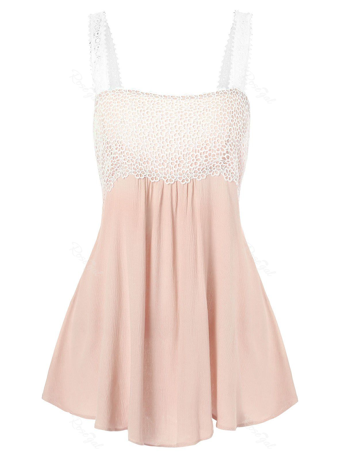 

Plus Size Lace Panel Flare Tank Top, Orange pink