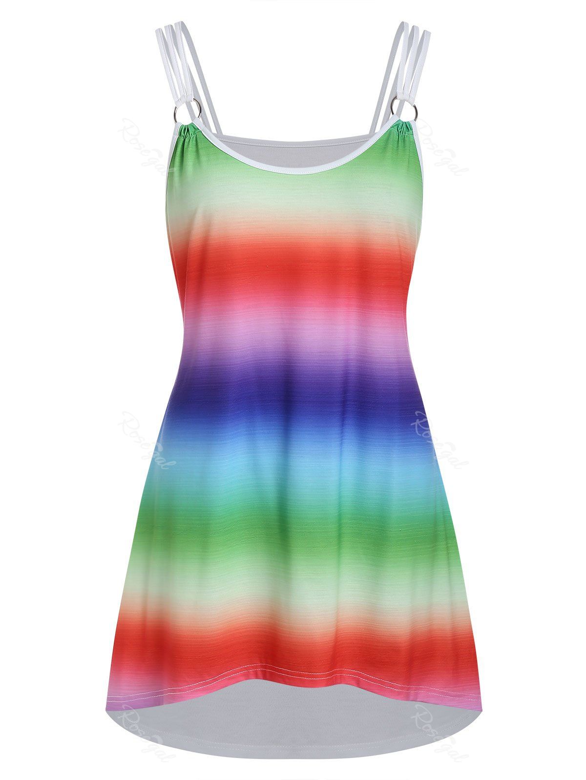 

Plus Size High Low Printed Cami Tank Top, Multi
