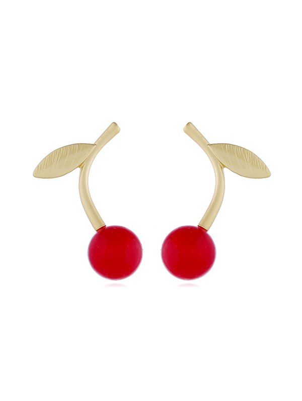 

Faux Pearl Cherry Shape Alloy Earrings, Red