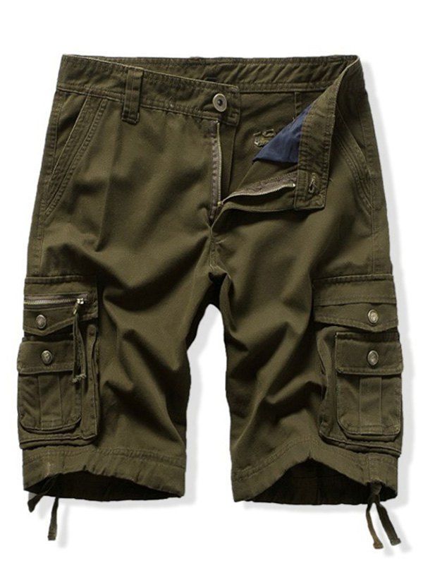 

Zipper Fly Design Casual Cargo Shorts, Army green