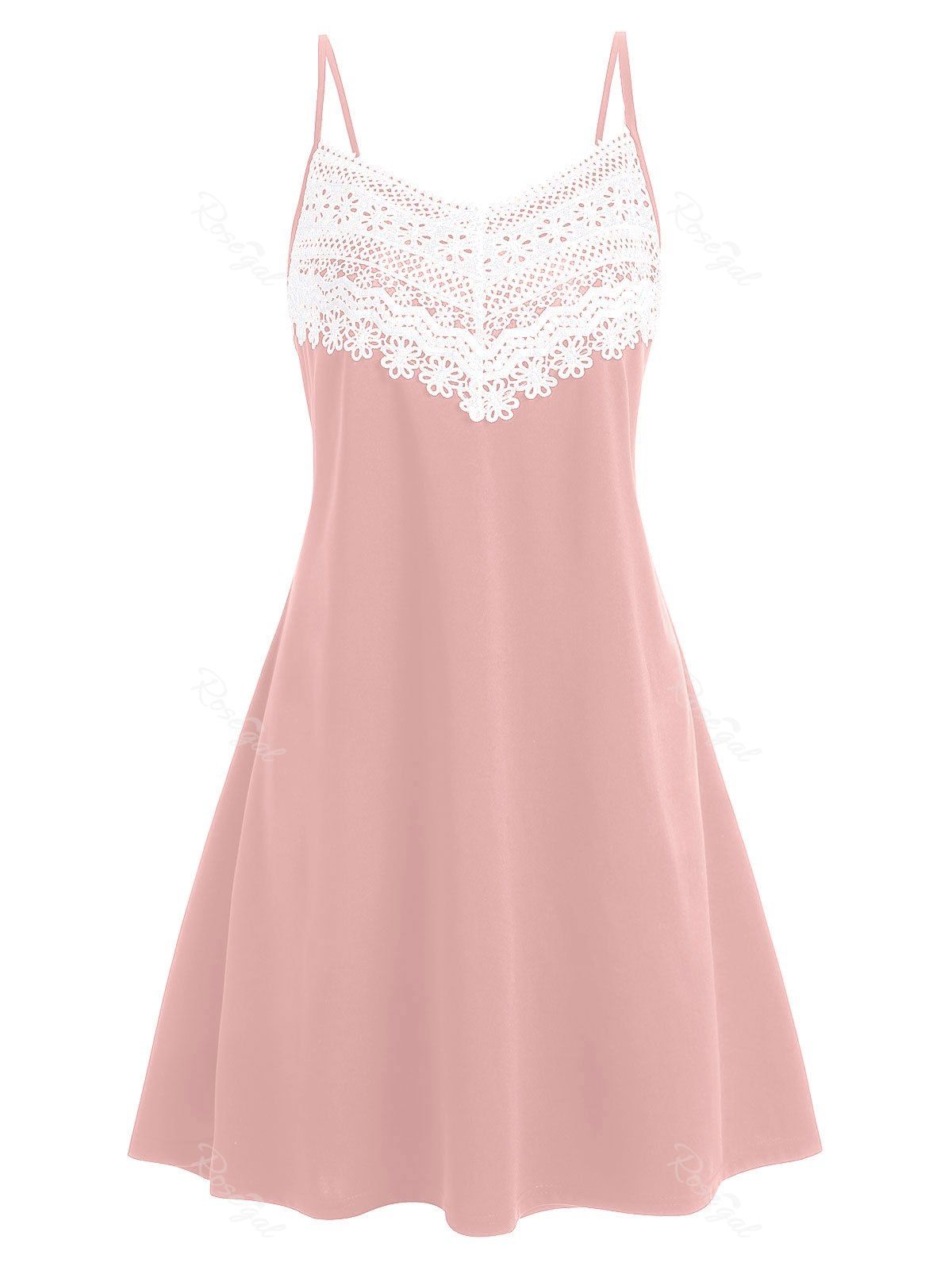

Applique Panel Plus Size Cami A Line Dress, Pink