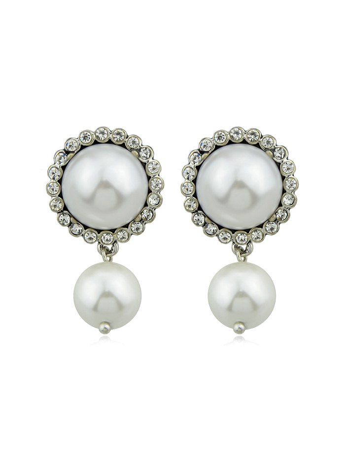 

Vintage Round Faux Pearl Earrings, White