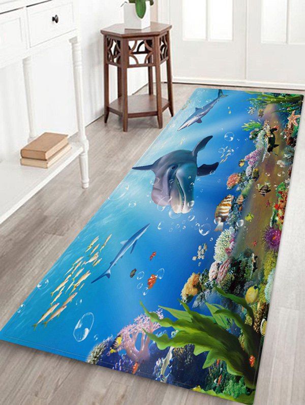 

Dolphin Fish Pattern Floor Rug, Multi-a