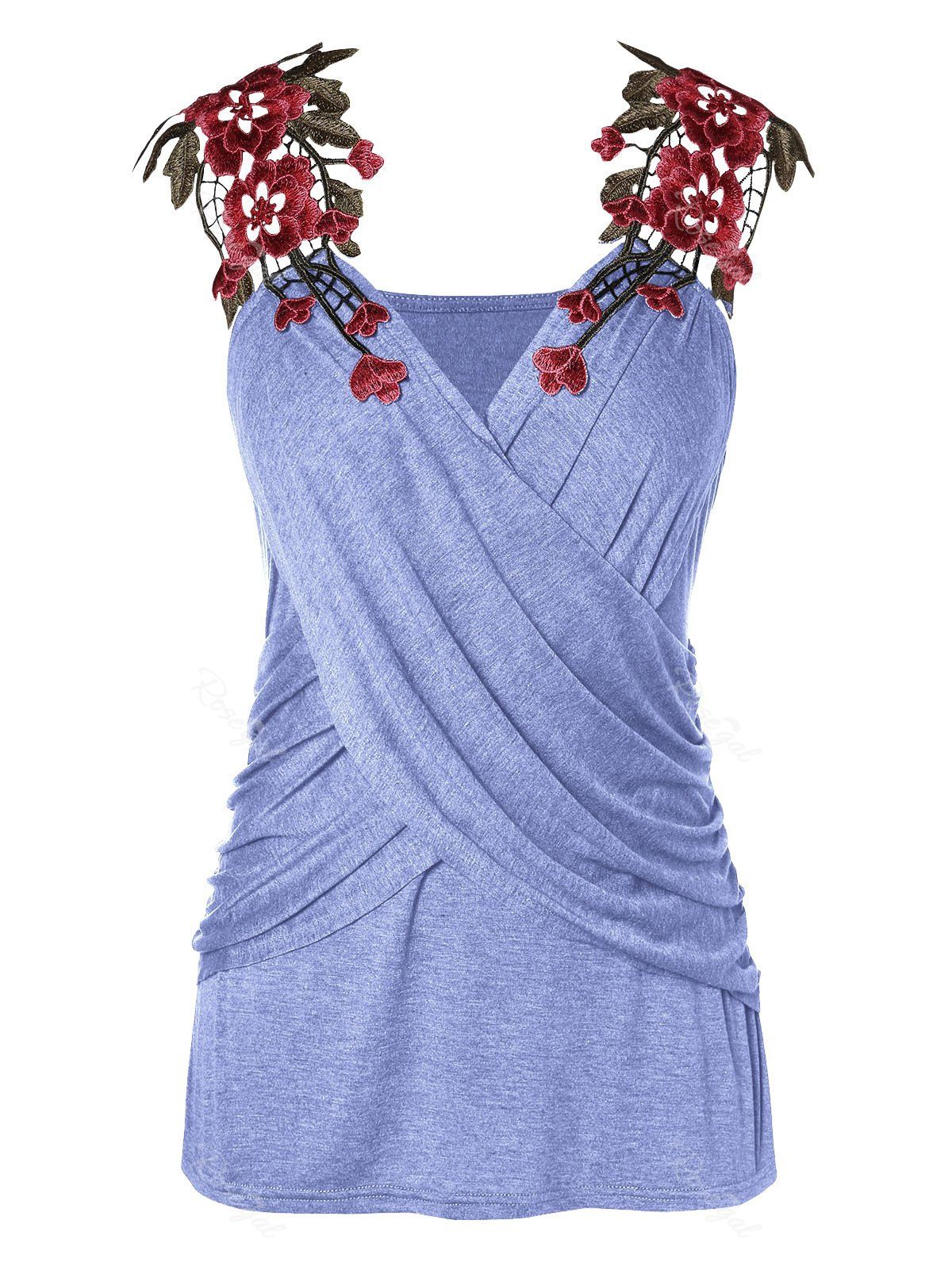 

Criss Cross Plus Size Lace Applique Tank Top, Medium purple