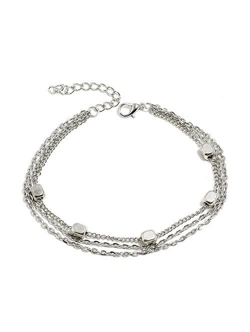 

Layered Square Small Cube Anklet, Silver