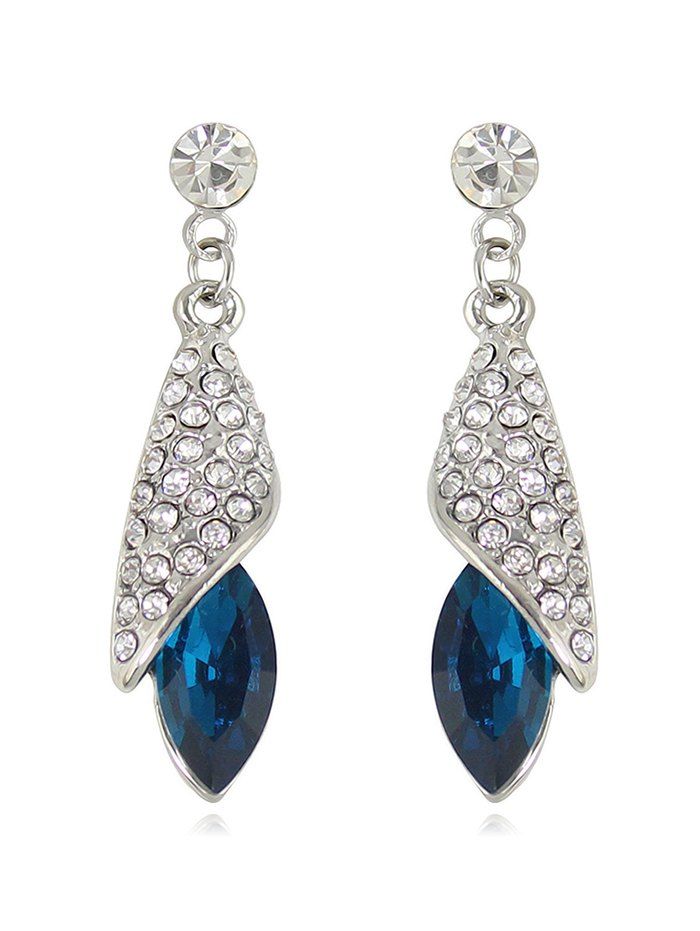 

Faux Crystal Design Rhinestone Drop Earrings, Deep sky blue