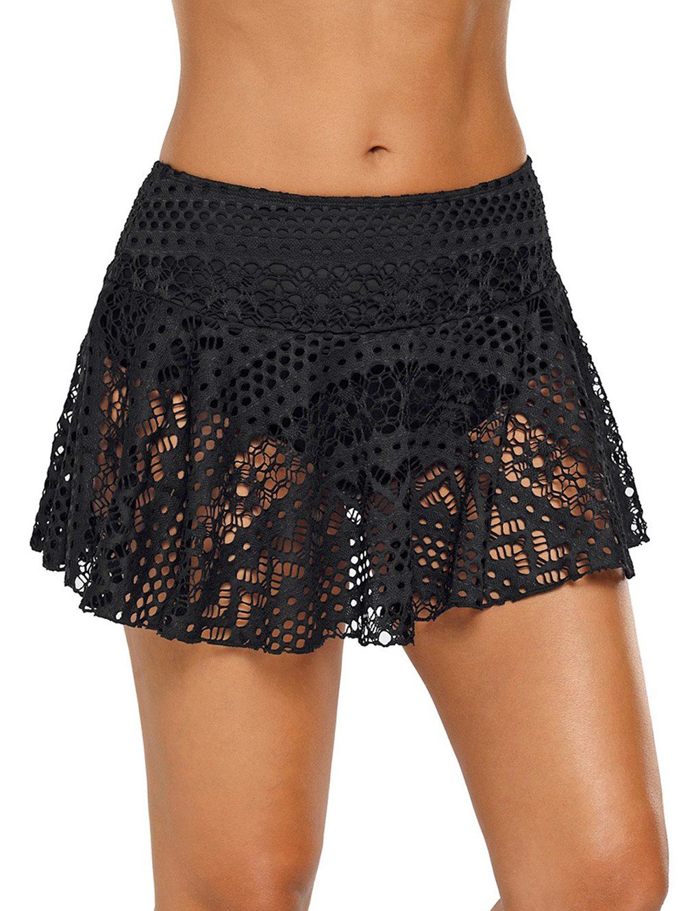 

Solid Color Skirted Swimming Briefs, Black