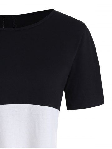

Lace Panel Striped Print Contrast T-shirt, Black