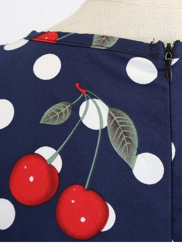 

Cherry Print Vintage Belted Flare Dress, Cadetblue