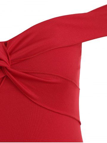 

Off Shoulder Twisted Maxi Dress, Red