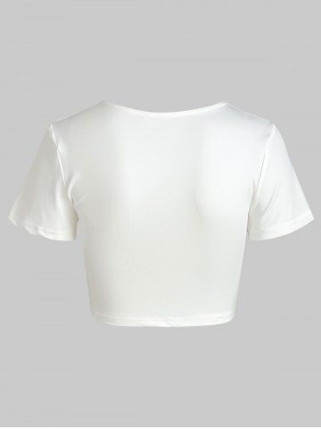 

Plunge Neck Twist Front Crop Top, White
