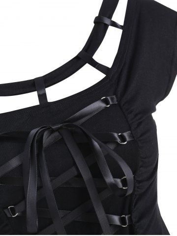 

Lace Up Lattice T-shirt, Black