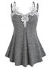 Plus Size Marled Contrast Lace Tank Top -  