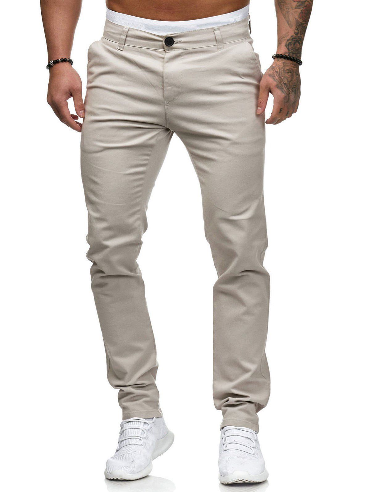 

Solid Color Long Straight Casual Pants, Crystal cream