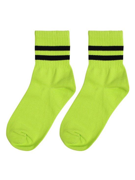 

Quarter Length Striped Socks, Green