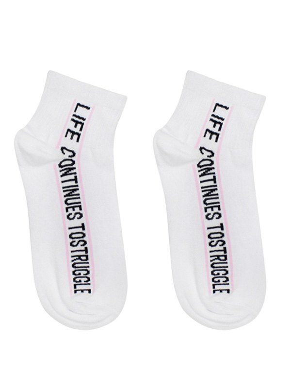 

Print Letter Ankle Cotton Socks, Pink