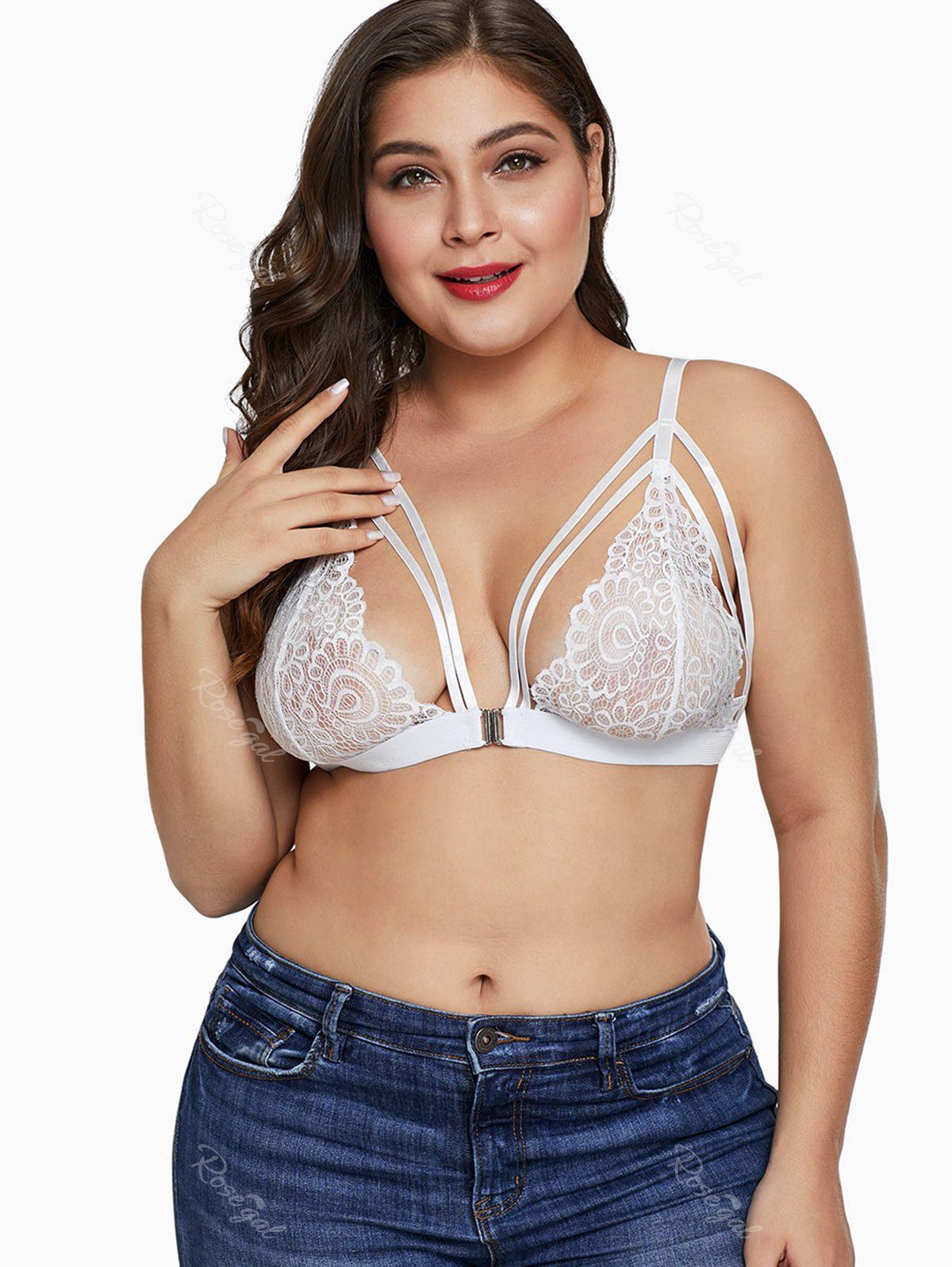 28 Off Unlined Plus Size Lace Bra Rosegal 6273