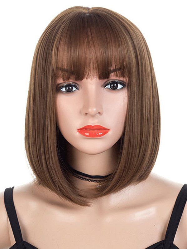 33 Off Straight Bob Neat Bang Medium Synthetic Wig Rosegal 5024