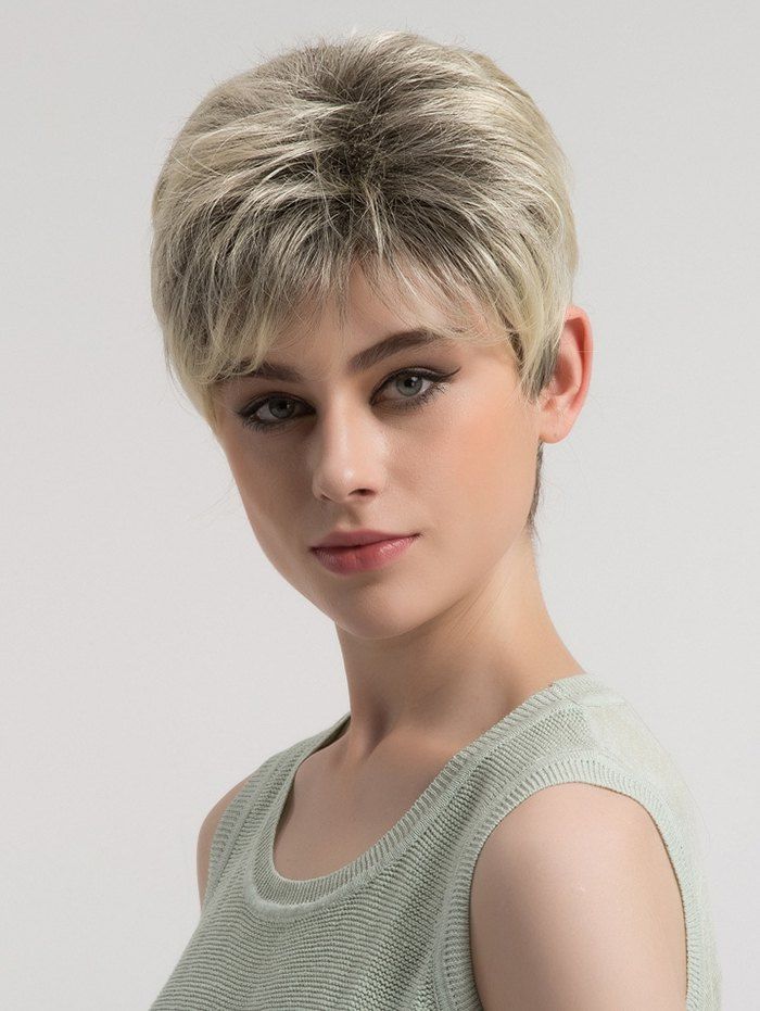 

Side Bang Straight Fluffy Short Synthetic Wig, Multi