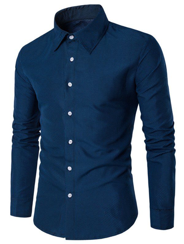 

Button Up Leisure Long Sleeves Shirt, Lapis blue