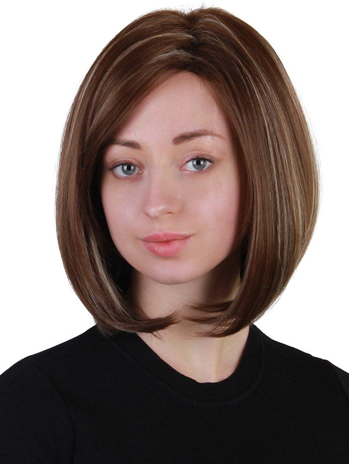 [32% OFF] Side Part Straight Medium Bob Synthetic Wig | Rosegal