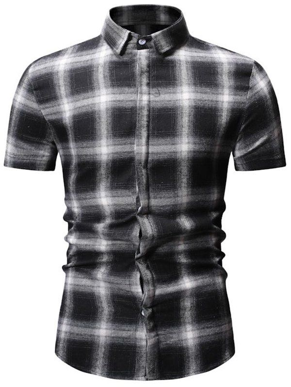 

Plaid Printed Short Sleeves Shirt, White