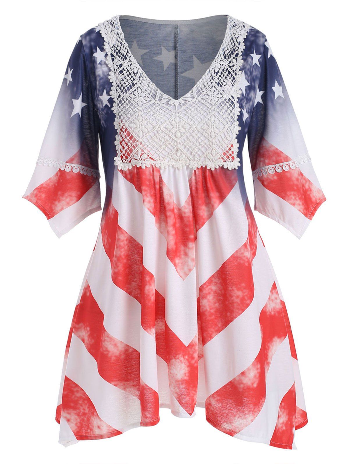 

Asymmetrical American Flag T-shirt, Multi