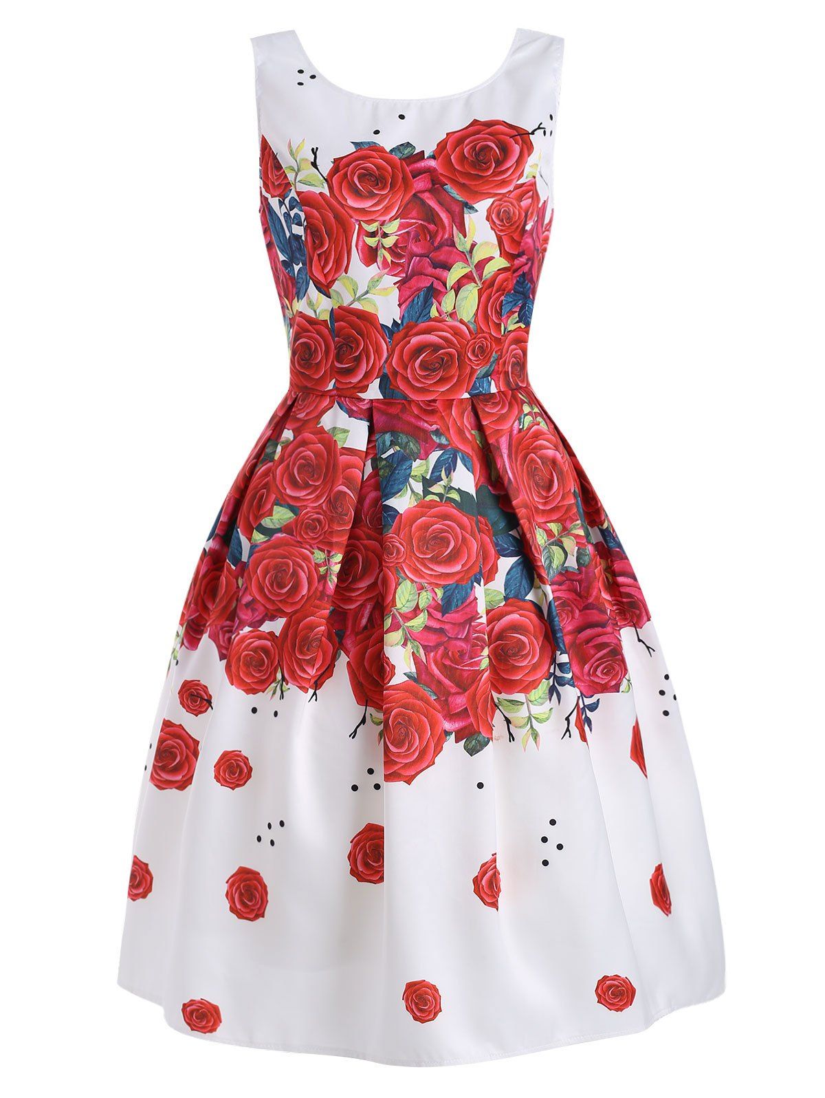 

Floral V Back Vintage Dress, Multi