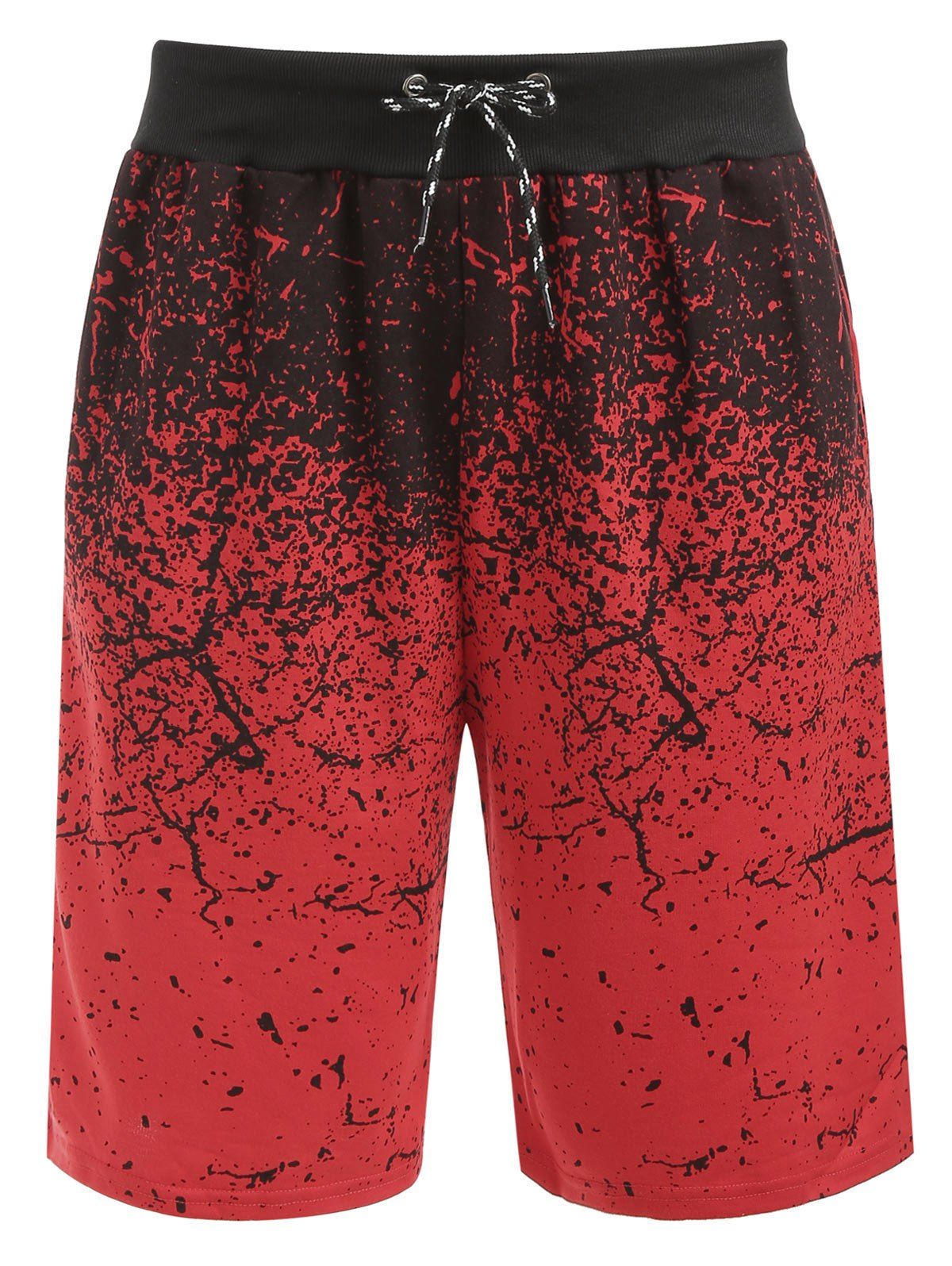 

Drawstring Paint Splatter Print Sweat Shorts, Red