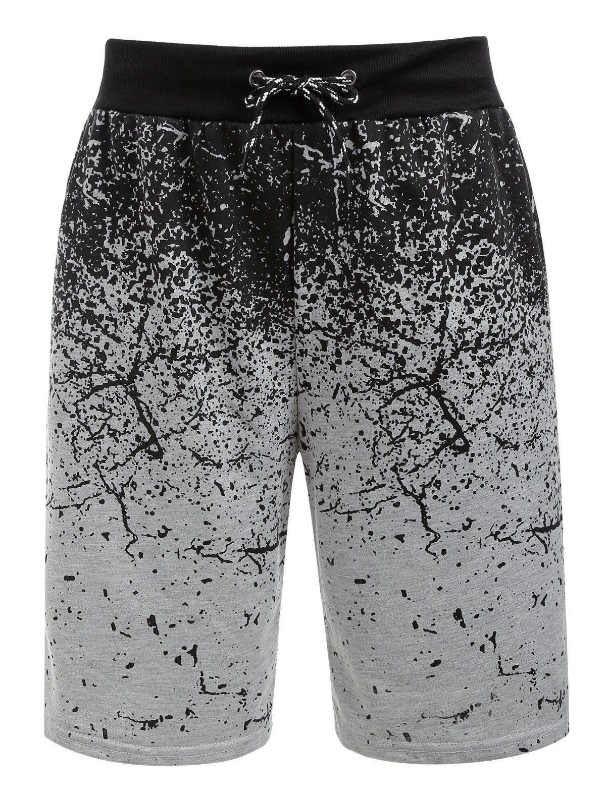 

Drawstring Paint Splatter Print Sweat Shorts, Light gray