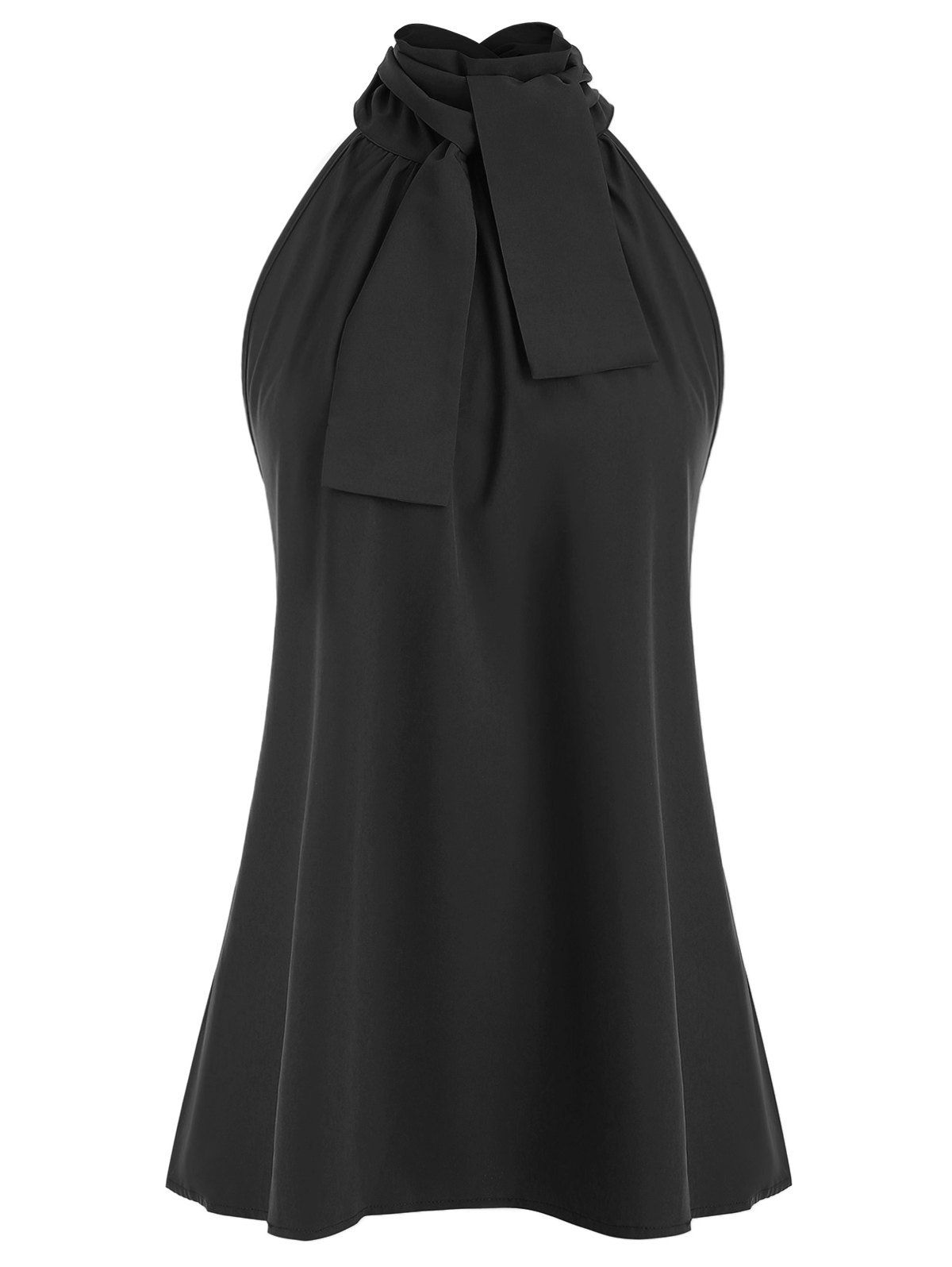 

Knotted Plain Tank Top, Black