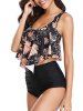 Floral Print Ruched Tankini Set -  