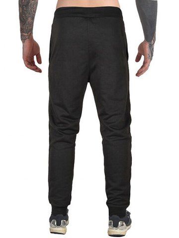 

Crown Print Drawstring Jogger Pants, Black