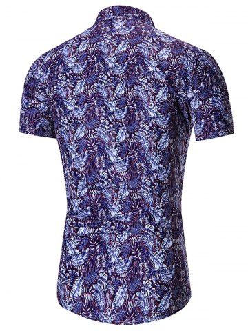 

Plant Leaves Allover Print Short Sleeves Shirt, Purple