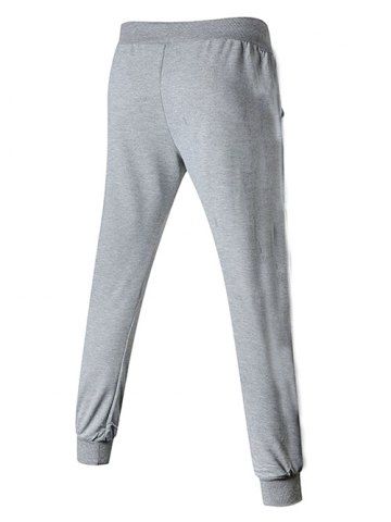 

Crown Print Drawstring Jogger Pants, Light gray