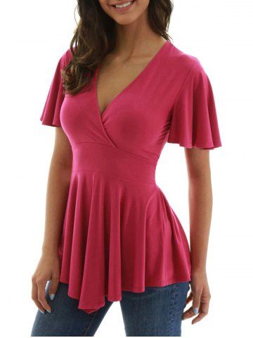 

Plain Knotted Surplice Longline Tee, Watermelon pink