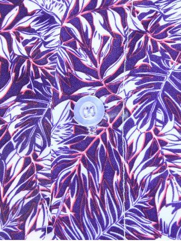 

Allover Plant Leaves Print Casual Shirt, Purple