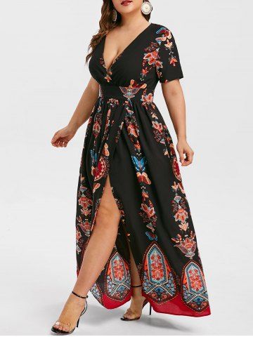 Plus Size High Waist Maxi Slit Dress from rosegal rosegal Plus Size High Waist Maxi Slit Dress