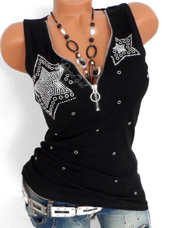 rhinestone tank top y2k