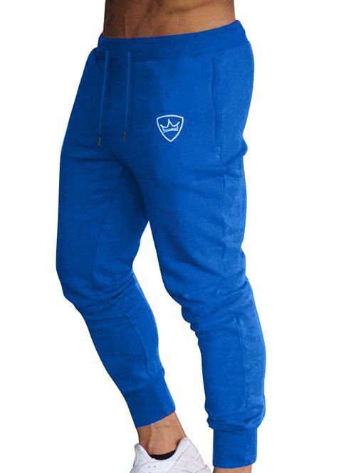 

Crown Print Drawstring Jogger Pants, Blue