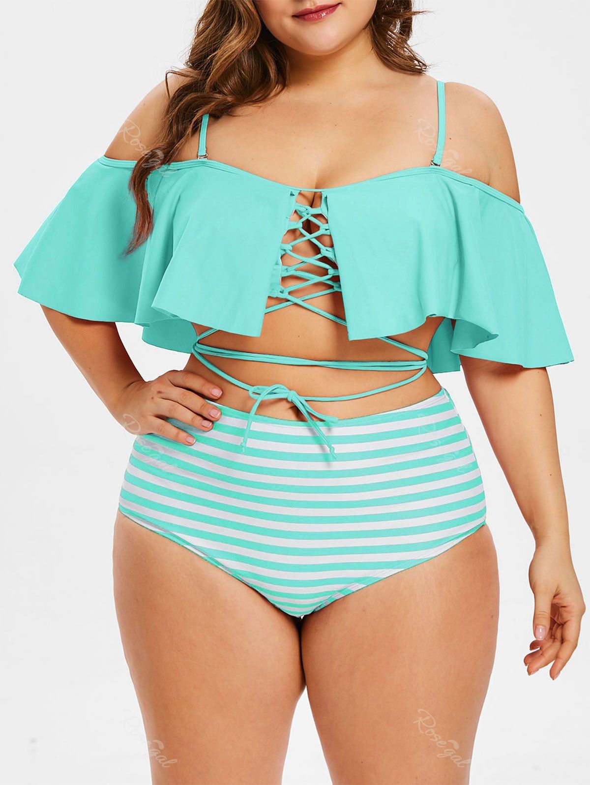 plus size striped swimsuit