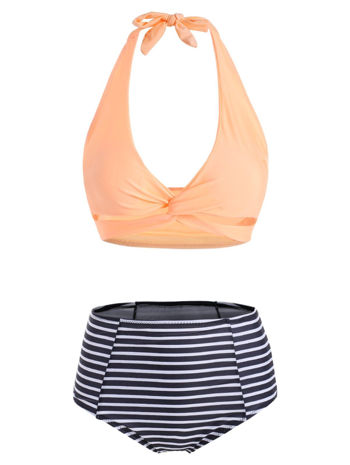 

Twist Striped Bikini Set, Tangerine