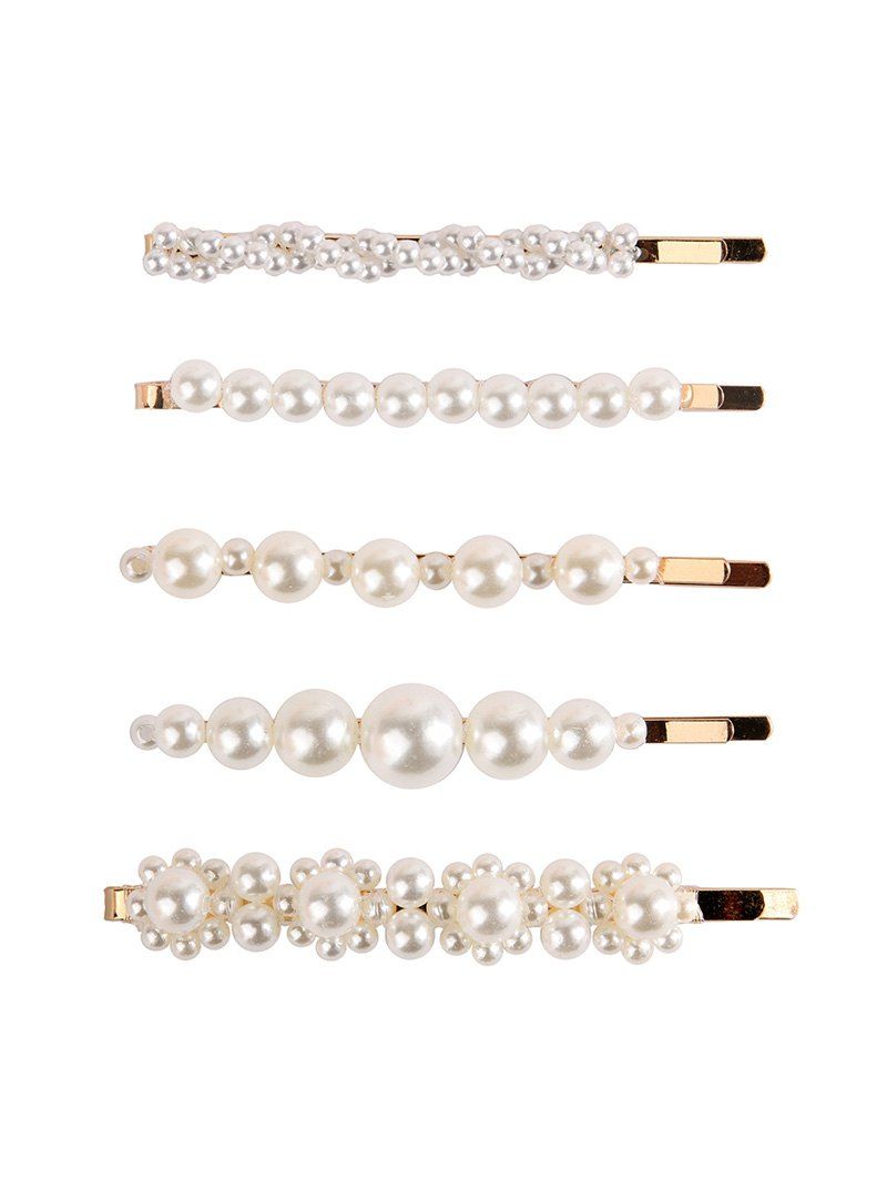 

5Pcs Faux Pearl Hair Bobby Pin Set, Gold