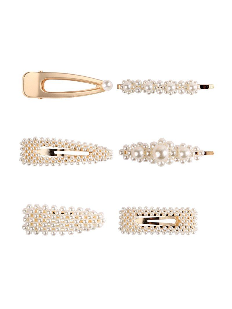 

Artificial Pearl 6Pcs Hair Grip Set, Gold