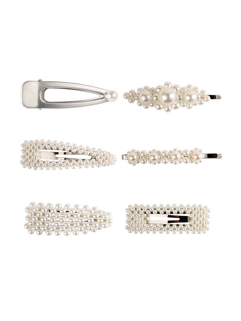 

Artificial Pearl 6Pcs Hair Grip Set, Silver