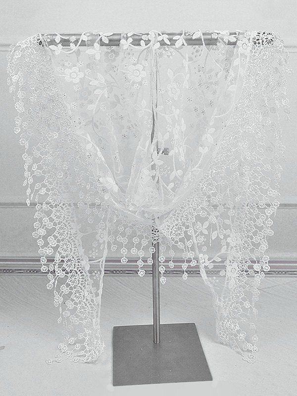 

Lace Flower Fringe Triangle Scarf, White