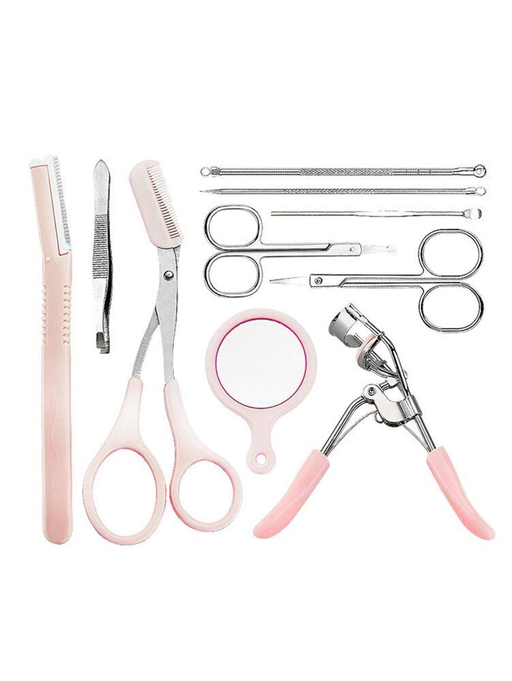 

10Pcs Eyebrow Vibrassa Scissor, Pink