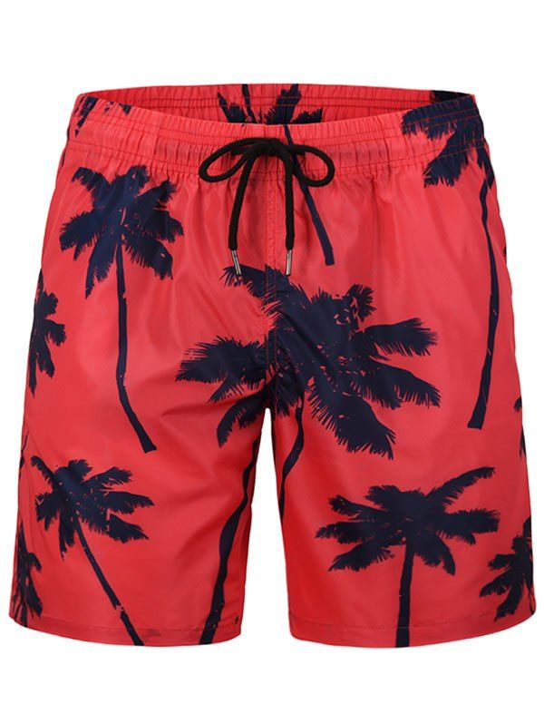 

Coconut Tree Printed Board Shorts, Red