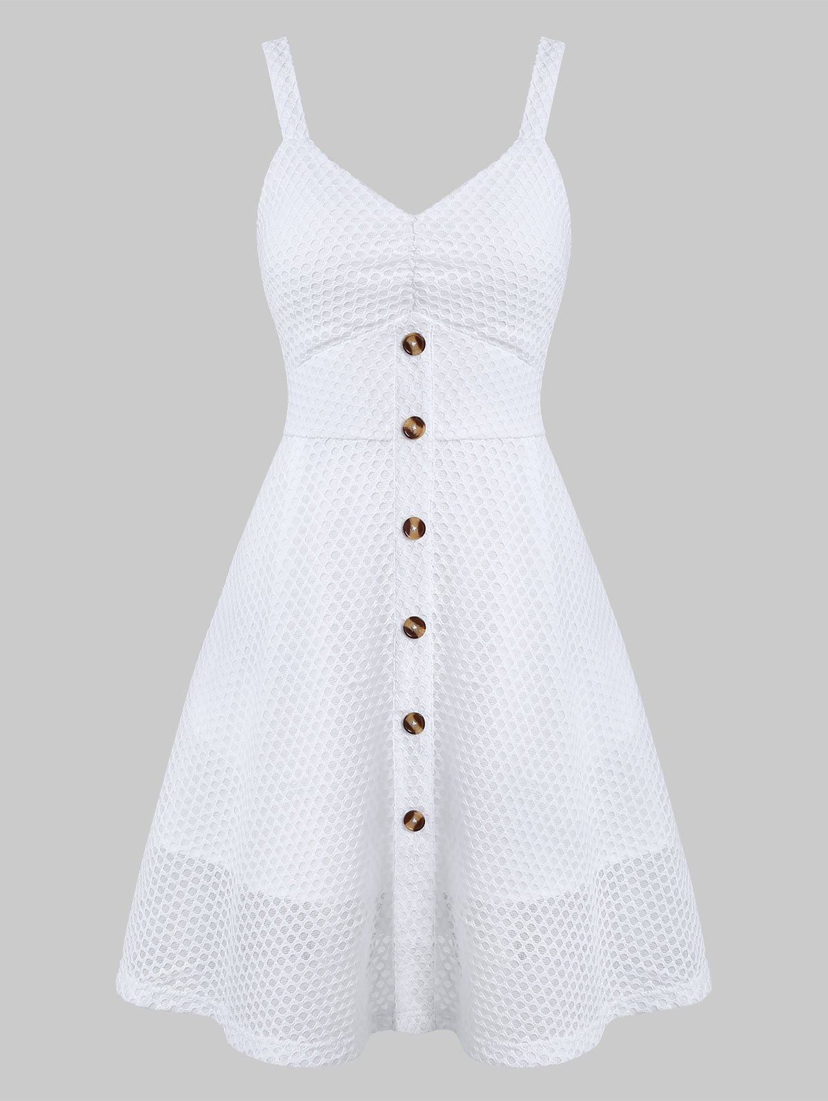 

Plunge Fishnet A Line Dress, White