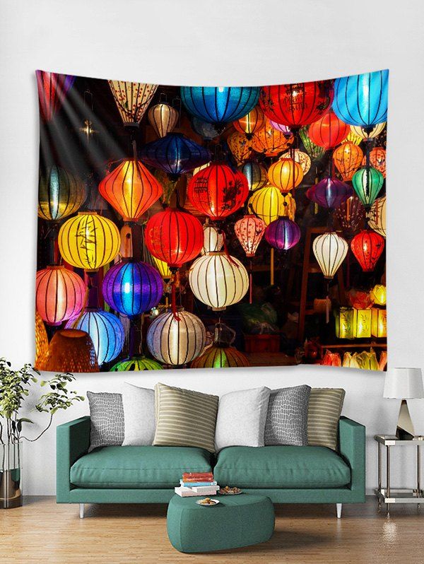

3D Lanterns Tapestry Art Decoration, Red